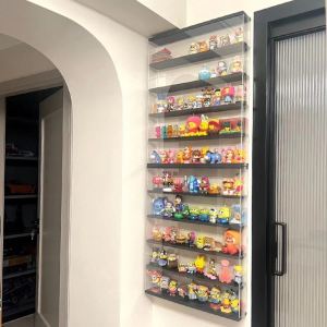 Multi-Layer Black Wall Mounted Pop Mart Blind Box Storage Rack & Transparent Display Cabinet