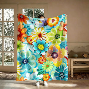 Potdemiel | Flat Colorful Cartoon Flannel Blanket Soft Warm Christmas Halloween Blanket for Lightweight Cozy Room Home Decor Gifts