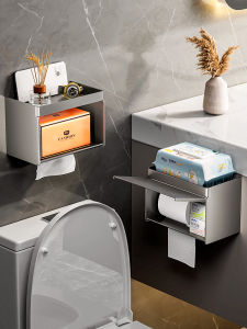 Giá Treo Giấy Vệ Sinh Phòng Tắm Bằng Hợp Kim Nhôm Không Cần Đục Lỗ Giá Đỡ Giấy Vệ Sinh Treo Tường Chống Thấm Nước Kiểu Trung Quốc