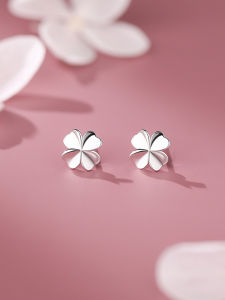 OUGUI | Delicate Luxurious Sterling Silver Four Leaf Clover Earrings