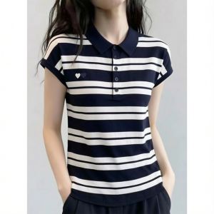 AIYITI | Áo Thun Nữ Cổ Polo Sọc Thời Trang Mùa Hè 2026 Size Lớn