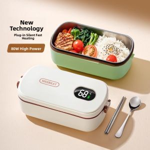 New Long-lasting Insulated Electric Heating Lunch Box Water-free Self-heating Stainless Steel 900ml for Office Workers