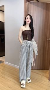 Kẻ Sọc Đũi Xốp quần ống rộng nữ cao cấp có siêu big size tới 107 KG