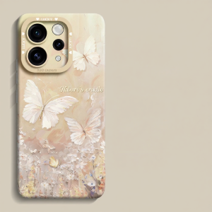 Full Coverage Shockproof High-end Butterfly Oil-painting Style Phone Case With Lanyard