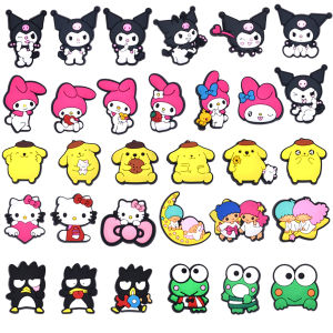 Mesuca | 12-200pcs Mesuca Cute Cartoon Sanrio Series PVC Shoe Accessories Suitable For Hole Shoes And Beach Bags Party Decoration