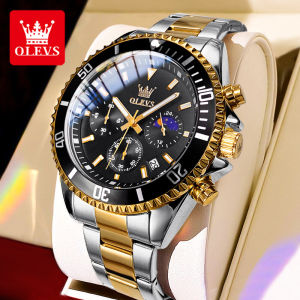 OLEVS Watch Men Original Official Genuine Waterproof Luminous Multi-Function Chronograph Calendar Dial  Rotary Gear Trend Casual Fashion Watch For Man