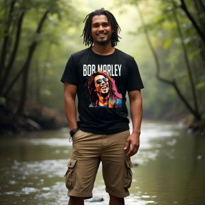 T-Shirt Kaos Distro Musik Band BOB MARLEY Bahan 24s