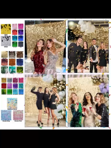 36 Pcs Colorful Shimmer Sequin Wall Glitters 30x30cm Multicolor Backdrop Decor Birthday Wedding Christmas Party Scenes