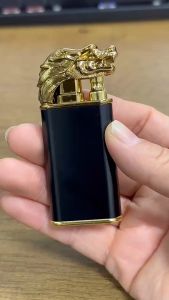 HB909 BK872 2 In 1 Lighter Jet Flame Soft Flame Metal Creative Dragon Tiger Switches Lock Fire Lighter Gift Set