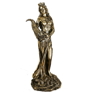 Topstar Blindfolded Buena Fortuna Statue Goddess of Fortune Sculpture 21.5cm Resin Vintage Golden Statue Lucky Home Decor