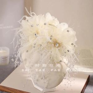 Maillard Retro Elegant Butterfly Tassel Atmosphere Beads Grip Super Display Volume Korean Hair Accessories Shark Clip