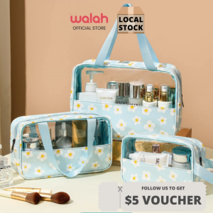 Flower Printed Transparent Waterproof Portable Cosmetic Bag Wash Bag Makeup PU Travel Cosmetic Bag