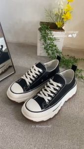 Sepatu Kanvas Wanita Bertali Sepatu Sneakers Wanita Hitam Putih Kasual Import Jaemin Series 085