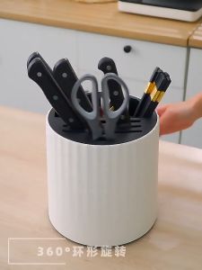 360 Degrees Rotating Kitchen Knives Holder Multi-Functional Knife Stand Fork Chopsticks Shelf Storage Creative Utensil