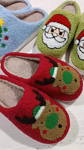 ET lady slippers Christmas Plush Couple Slippers Furry Santa Reindeer Comfy Home Family Slippers Xmas Gifts