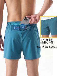 Quick-Dry Breathable Running Training Shorts Multiple Pockets 3/4 Length