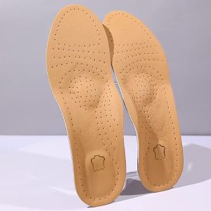 Genuine Leather Orthotic Insoles with Arch Support Breathable Shoe Inserts Plantar Fasciitis Heel Pain Relief Pads for Men Women