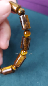 Vòng tay đá Mắt Hổ dạng lu thống size 8x12 li phối xen kẽ viên mắt hổ tròn 6 li phong cách cá tinh thời trang | Hoa Minh Gem