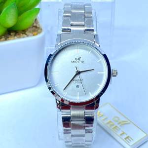 MIRETE ORIGINAL Jam Tangan Wanita Analog Tipe 8556 Tanggal aktif Rantai Stainless Water Resistant Free Box Realpict By Dumai.Store