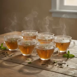 Set 6 Ly Tách Thủy Tinh Có Quai Uống Trà Cà Phê 160ml - Ly Dập Nổi Cổ Điển Chịu Nhiệt Dày Dặn Sang Trọng