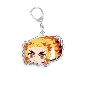 Bandai | For Demon Slayer Kocho Shinobu Kanroji Mitsuri Rengoku Kyojuro Acrylic Selfmade Cartoon Anime Keychain Pendant Toy Gift 5cm