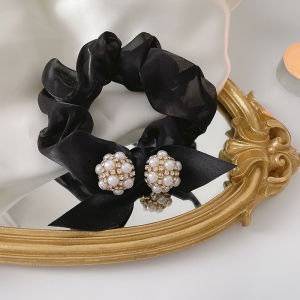 Trendy Pearl Butterfly Knot Hair Ties for Women Ball Head Decorations Korean Style Fashionable Hair Bands Hair Bands