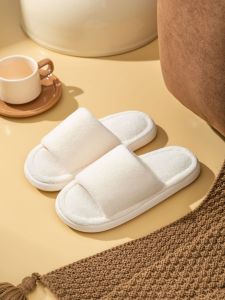 Japanese Style Pure Color Cotton Slippers Female Winter Couple Home Simple Fancy Eva Heattech Mute Floor Fluffy Shoes Male