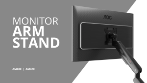 AOC AM400 Mechanical Spring  Clamp Grommet Desk-Mount Single Monitor Arm - for monitors 17"-34" and weight 2 to 9kg