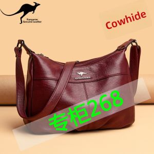 Soft Leather Large Capacity Ladies Crossbody Bag Fashionable British Style Single Shoulder Bag for Middle-Aged Women