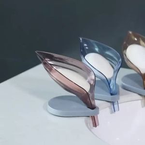 Leaf Shape Soap Holder Soap Dish with Draining Tray 3 Suctions Cup for Shower Bathroom / Bekas Sabun Bentuk Daun