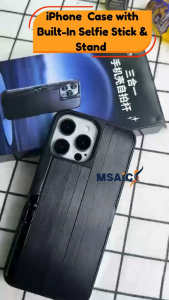 MSAIC 3-in-1Multi Function Aluminum Alloy iPhone Protective Case with Built-In Selfie Stick/ Travel Vlog Phone Case