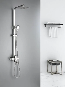 JOTO 3 in 1 304 Stainless Steel Shower Set with Faucet Rainfall Shower Set Hot and Cold