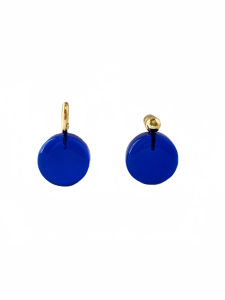 Original Xixia Spring New Klein Blue Glass Earrings Fashionable round Versatile Commute High-End Feelings Womens Jewelry