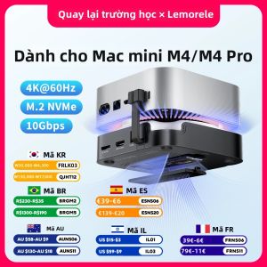 Lemorele | Trạm Kết Nối USB Lemorele Cho Mac Mini M4 Với HDMI DP 4K 60Hz Hỗ Trợ SSD M.2 NVMe Cổng USB-A/C Đầu Đọc Thẻ SD&TF Tốc Độ 10Gbps