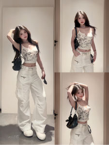 Áo Ba Lỗ Không Tay Ngắn in Hình Punk American Hot Bé Gái Dành Cho Nữ Mùa Hè Áo Khoác Ngoài Áo Lót Ngắn Ôm Vừa Vặn Áo Sơ Mi Không Tay Thường Ngày