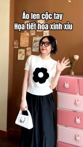 🔥[C234] Áo len thun Montoghi dệt kim HOA GIỮA tay ngắn hàng Quảng Châu cực HOT - kholenqc