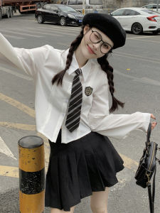 Áo Sơ Mi Nữ Tay Dài Ôm Vừa Vặn Cổ Polo Thiết Kế Thời Trang Xuân Thu Ngắn Mới Về Chất Liệu Polyester Màu Trơn Phong Cách Hàn Quốc