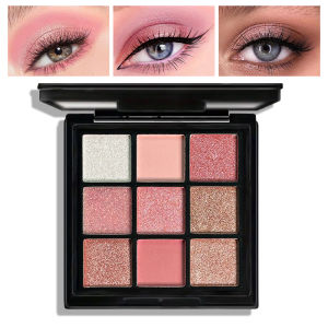 9 Màu Hồng Phấn Mắt Bảng Màu Matte Shimmer Màu Hồng Trang Điểm Lâu Trôi Cho Nữ Người Mới Bắt Đầu Mỹ Phẩm Chuyên Nghiệp Chống Thấm Nước