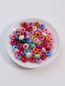 50 Hạt Cườm Acrylic Mạ Màu UV 14mm Lỗ Lớn Dạng Hạt Rời Dùng Làm Chuỗi Vòng Cổ Trang Sức Tự Làm