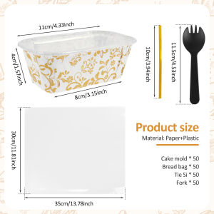 50Pack Paper Loaf Pans Disposable Paper Baking Loft Mold Rectangle Paper Baking Pans for Quick Baking Bread Small Pumpkin Breads