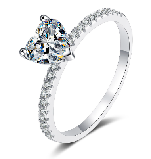 1.0 carat 6.5mm pink color moissanite ring heart shape Sterling Silver Moissanite silver Rings for Women Certified GRA Jewelry
