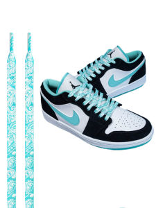 Mens Original Diamond Gradient Green Shoe Laces for AJ1LowDunk High And Low Top Shoes Mint Green Color Polyester Material