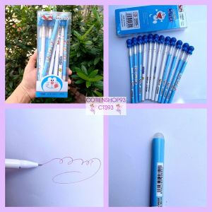 Hộp 12 cây bút gel xoá được Đôremon Vân Sơn Vs8888 ngòi 0.38mm mực tímxanh không lem vở không xù giấy cotienshop93