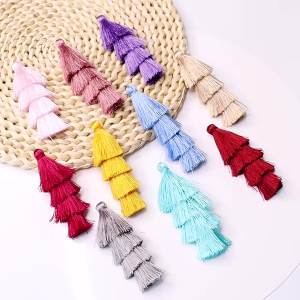 4 Chiếc Tua Rua Hình Cây Thông Noel Nhiều Màu Sắc 80mm 4 Lớp Chất Liệu Lụa Polyester Dùng Trang Trí Tự Làm Nhà Cửa Đám Cưới Trang Sức