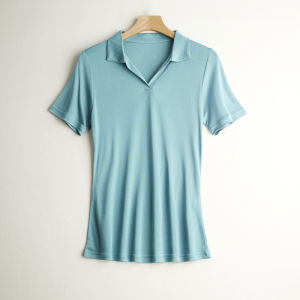 Silk T-Shirt Womens Summer Silk Collared Short Sleeve Overhead Pure Color Commute Simple Base Shirt Straight Tube Type