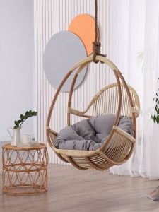 Jingyimangjia Real Rattan Hanging Chair Simple Hanging Basket Internet Celebrity Swing Rattan Chair Balcony Rocking Chair Indoor B & B Hanging Northern Europe