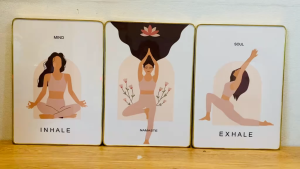 (HÌNH THẬT) Tranh treo tường yoga 2 trang trí decor phòng tập có sẵn đinh
