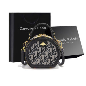 Birthday Gift Womens Handbag 2025 New Small Design round Shoulder Crossbody Bag British Style Polyester Lining Zipper Closure