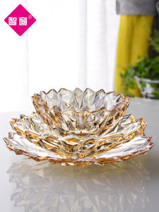 Nordic Style Large Crystal Glass Fruit Tray Candy Tray Luxury Creative Modern for Living Room Coffee Table Fruit Serving Tray