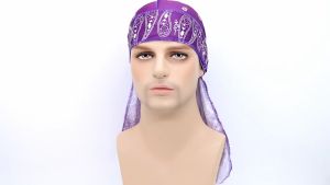 Durag Bandana Ekor Panjang Hip Hop Motif Bunga Mete Durag Ikat Kepala